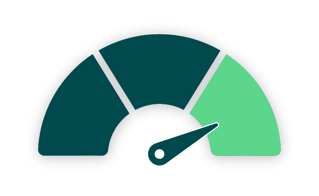 A graphic of a gauge dial representing a high energy output