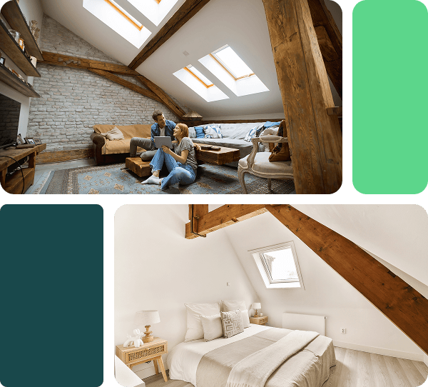 A grid showing two separate images of loft conversions