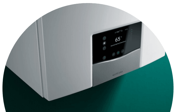 A semi-circle photograph showing a hydrogen gas boiler